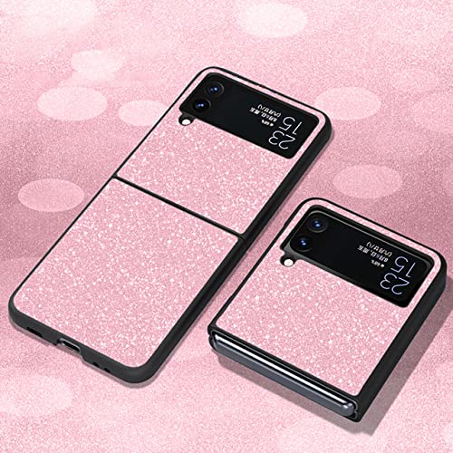 Coque de téléphone portable scintillante pour Samsung Galaxy Z Flip 3 rose anti-trace