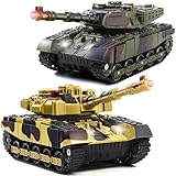 Supdex 1/28 RC Battle Tank Set, Remote Control Army Toy That Shoots for Kids and Adults, 2.4G Military Tank Model Toy for Boys Age 6+ Years Old with Sound and Lights