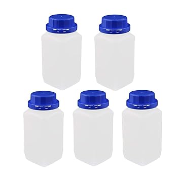 ELECTROPRIME 5Pcs 650ml Plastic Square Wide Mouth Chemical Sample Reagent Bottle Thickening