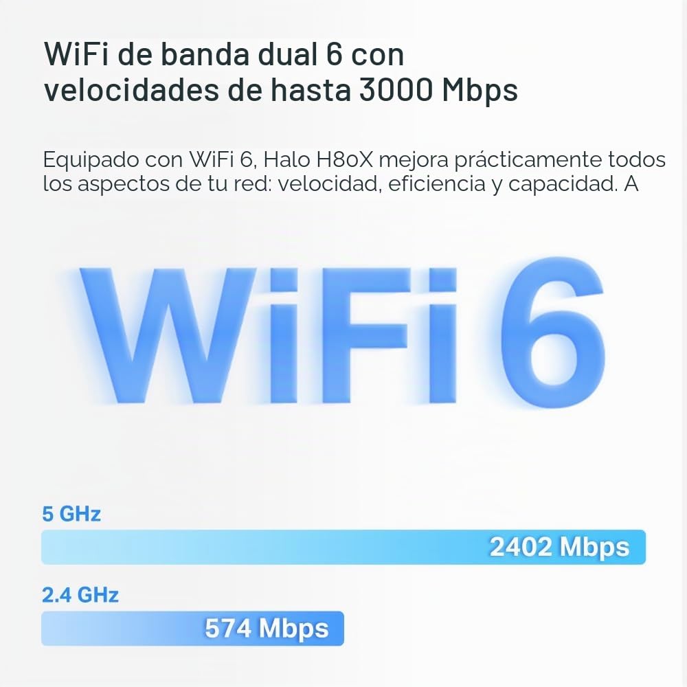 Mercusys Halo H80X (1-Pack) - AX3000 WiFi 6 Mesh, Sistema WiFi de Alta Velocidad hasta 260 m², 1 Unidad, Roaming Inteligente, Control Parental, Compatible con Alexa, Ideal para Hogares Grandes
