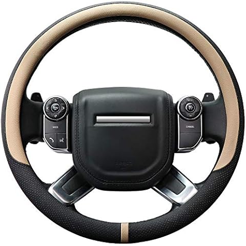 COFIT Breathable Car Steering Wheel Cover 16 inch Auto Universal Leather Wrap Non-Slip Steeringwheel Protector Automotive Interior Accessories, Beige (Suit for 15 1/2-16 inch) Cover
