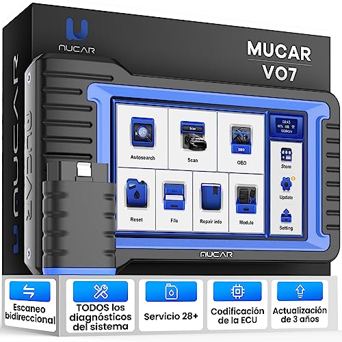 OBD2 Diagnosis, MUCAR VO7 Diagnosis Coche Multimarca de Sistema Completo y 28+ Funciones de Reinicio...