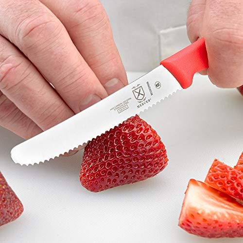 Image of Mercer Culinary Rounded Tip Wavy Serrated Bar Knife, Red, 4.3 inch