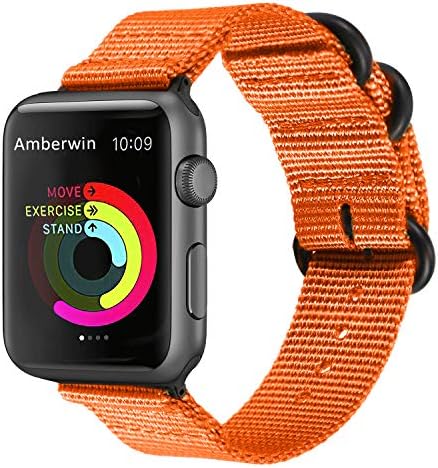 Amberwin Compatible for Apple Watch Band 44mm 42mm 40mm 38mm, Nylon NATO iWatch Band Replacement Strap for Apple Watch SE Series 6/5/4/3/2/1