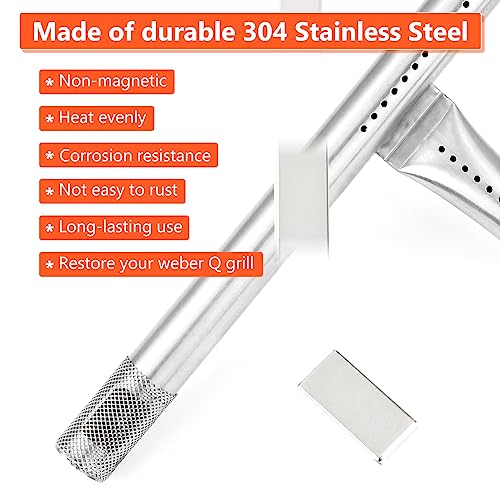 Qulimetal 304 Stainless Steel 60040 Grill Burner Tube For Weber Q1000, Q1200, Q100, Q120, Baby Q, 386001, 386002, 516002, 516001, 50060001, 51060001 Gas Grills, Replacement For 69957/41657, 17 Inch #TOP2