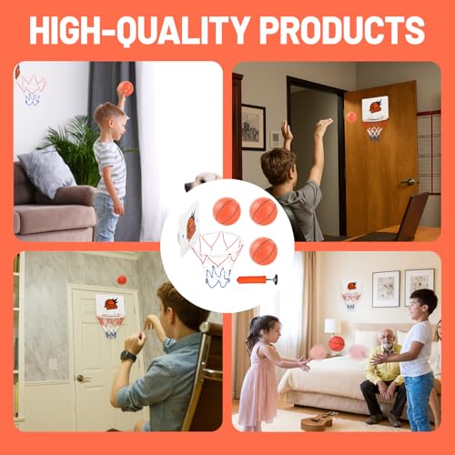 5er Set Mini Basketballkorb, 1 Stück Tragbar Und Faltbar, Mit 3 Mini Basketbällen Und Luftpumpe, Basketballkorb Indoor Für Kinder, Büro Und Kinderzimmer