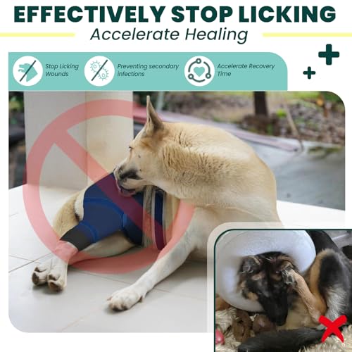 Image of Dog Rear Leg Sleeve to Stop Licking, Hind Leg Protector After TPLO Recovery, ACL Surgery, Wounds or Skin Issues, Soft Breathable Comfortable Cover for Large Medium Small Dogs, 2XL,Right,