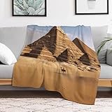Flannel Fleece Throw Blanket Soft Warm Bedtime Blanket Lightweight & Breathable Custom Office Ancient Egypt Pyramid Nap Blankets for Sofa Bed Travel Camping Home Decor 30X40
