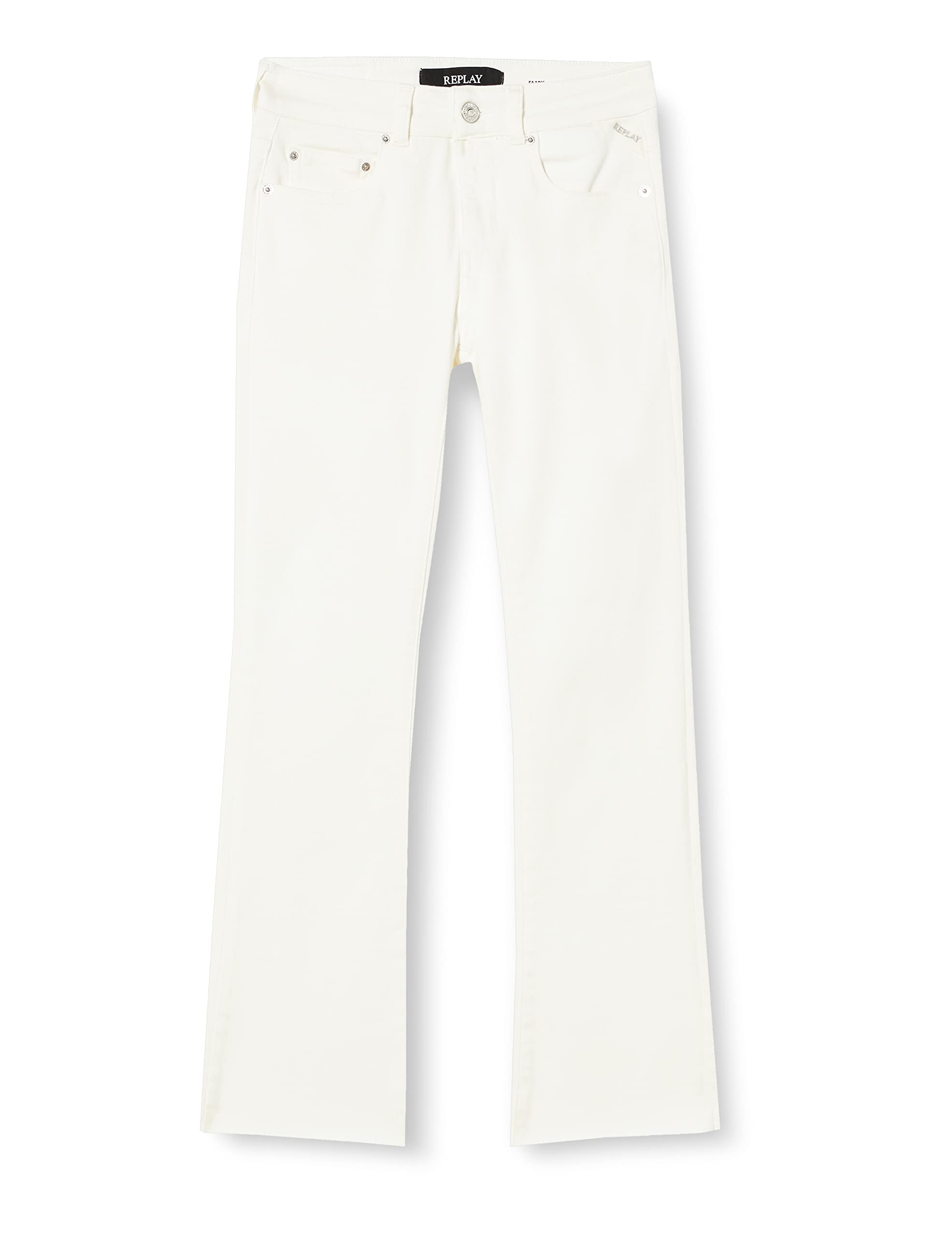 Replay Damen Jeans Schlaghose Faaby Flare Crop Flare-Fit, Natural White 100 (Weiß), 31W