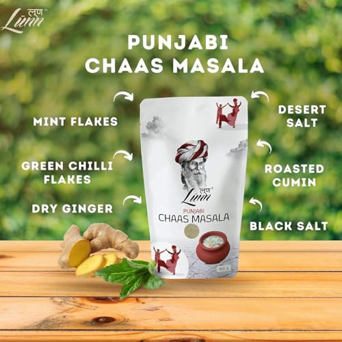 Image of Lunn Punjabi Chaas (Buttermilk) Masala | Authentic Punjabi Style Buttermilk Spice Mix | Instant Chaas & Lassi Masala Powder | No Preservatives | Natural Digestive Summer Drink Blend | 100g Pack of 2