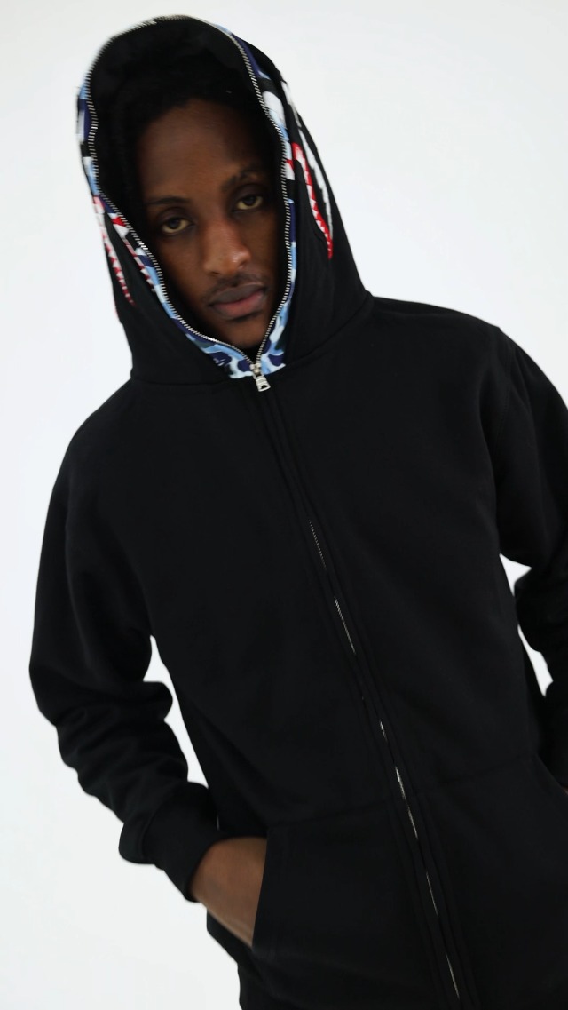 RICK TOP ONE Unisex Shark Camo Zip-Up Hoodie with Eye-Catching