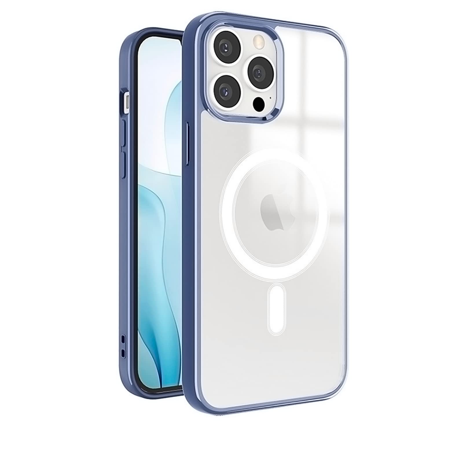 Magnetic Case,MAKASI Compatible with MagSafe,Ultra Slim Hard PC with Soft TPU Edges Protective Case,for iPhone 12 Pro,6.1 Inch Case (Blue)