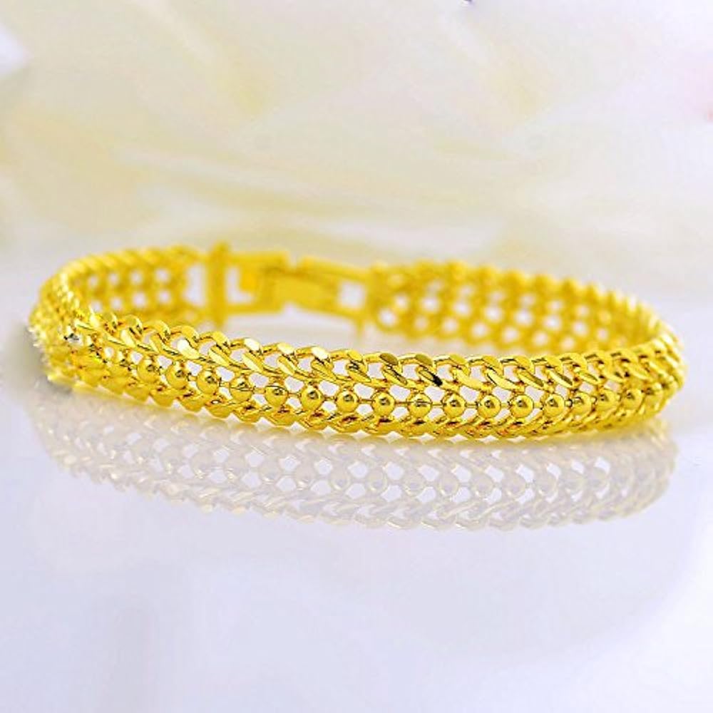 CS-DB 24K Gold Real 7.48'' 24k Yellow Gold Filled Bracelet Chain