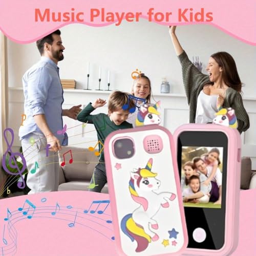 Image of Kids Touchscreen Smartphone Toy with 2.4 inch Color Screen-1080P- MP3 Music Player- in Built Games & Wallpapers (Pink)