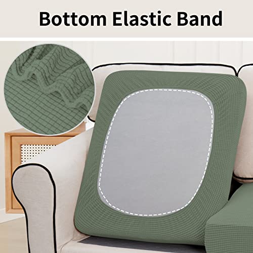 Image of Easy-Going Stretch 3 Pieces Couch Cushion Cover for Sofa Seat | Furniture Protector Sofa slipcover for 3 Cushion Couch Washable Soft with Elastic Bottom Greyish Green