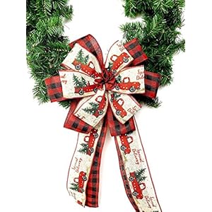 Red Truck Christmas Tree Topper Farmhouse Large Gift Bow Christmas Tree Topper Wreath Bows Front Door Bows Banister Bow Christmas Bows Swag Bow Lantern Bow