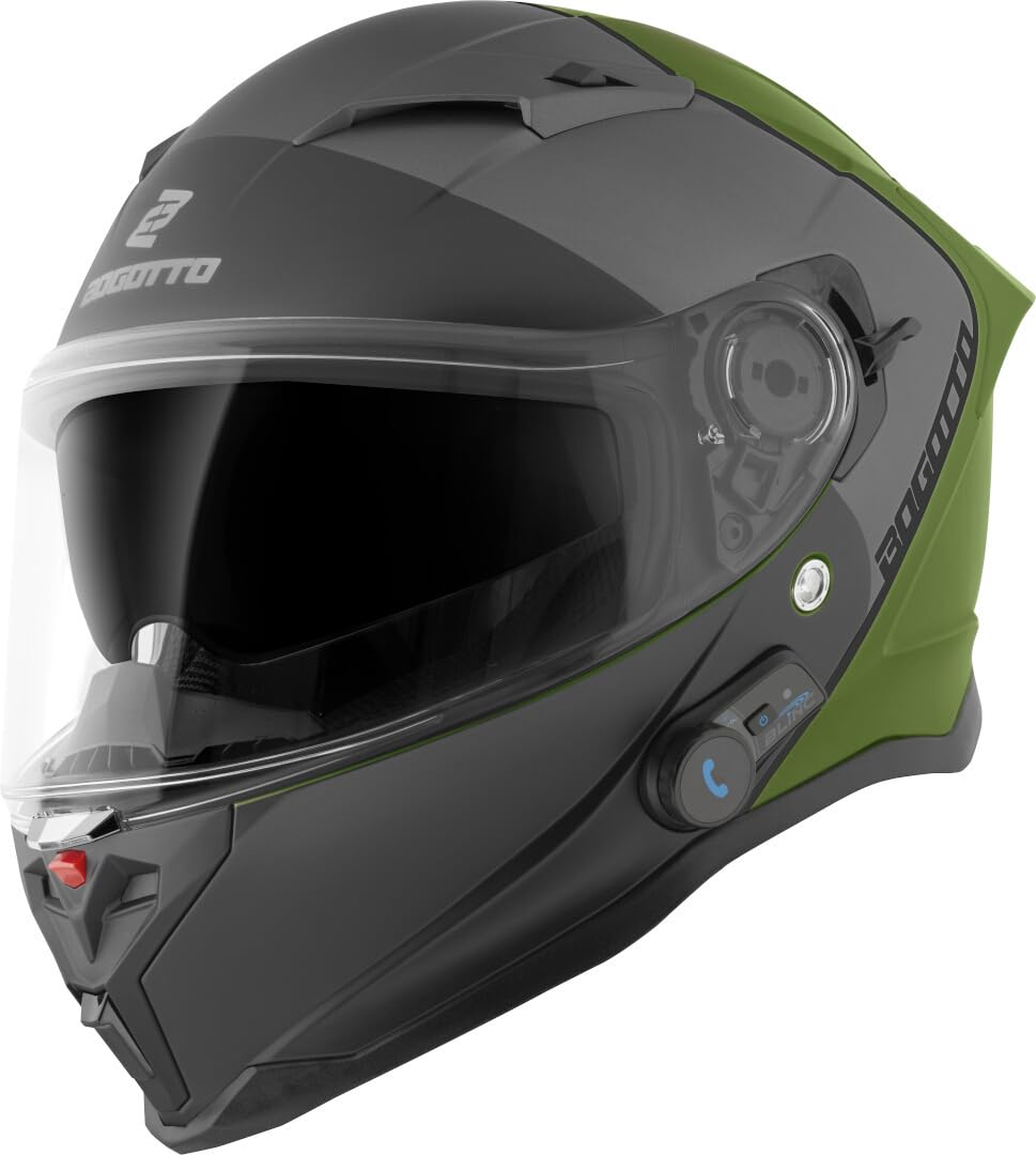 Bogotto H153 BT SPN Bluetooth Helm, schwarz matt/gelb, XS | Beschlaghemmend