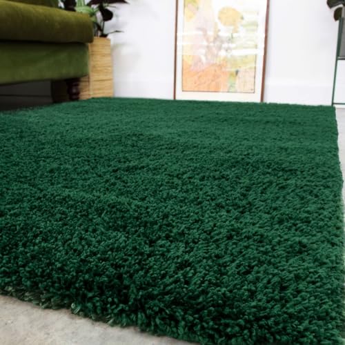 Luxury High Pile Fluffy Super Soft Shaggy Forest Green Living Room Area Rug Durable Thick Plush Carpet Shag Bathroom Mat Bedroom Hallway Rugs 200cm x 290cm