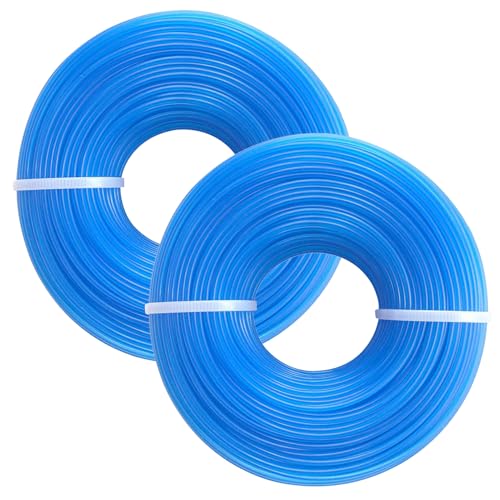 2 Stück Rasentrimmer Faden, Rund Mähfaden, 1.6mm x 50m Trimmerfaden Freischneider Faden, Nylon Trimmerfaden Mähfaden, für Rasentrimmer und Freischneider, Blau