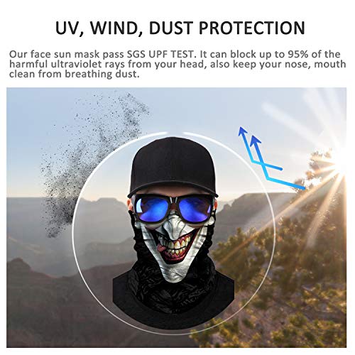 Image of JOEYOUNG Skull Face Mask UV Sun Dust Neck Gaiter Bandana Headwear Motorcycle