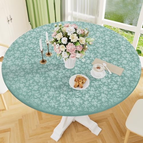 Image of Smiry Waterproof Heavy Duty Vinyl Fitted Tablecloth for 45 inch-56 inch Round Table