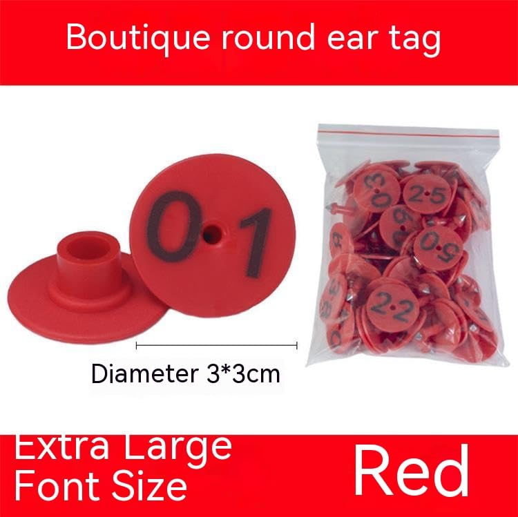 Marques auriculaires d'identification animale anti-perte en rouge - 3