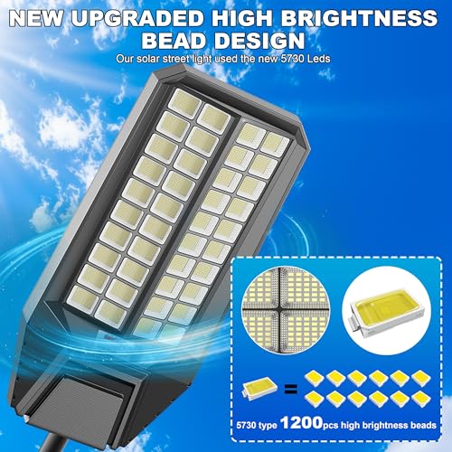 XMPTYN Solar Street Lights Outdoor Waterproof Dusk to Down Heavy Duty 10000W Commercial Large Solar Lights Outdoor Motion Sensor with Remote Control LED Parking Lot Flood Lights for Yard Pathway by XMPTYN - Used condition - Image 6