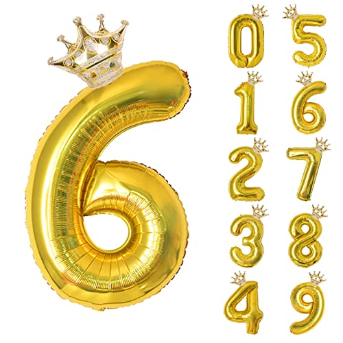 養楽堂 誕生日 バルーン 数字 パーティー 飾り風船 0-9 王冠 デコレーション装飾 32インチ 大きい バルーン 結婚式 記念日 子供 大人兼用 ゴールド6