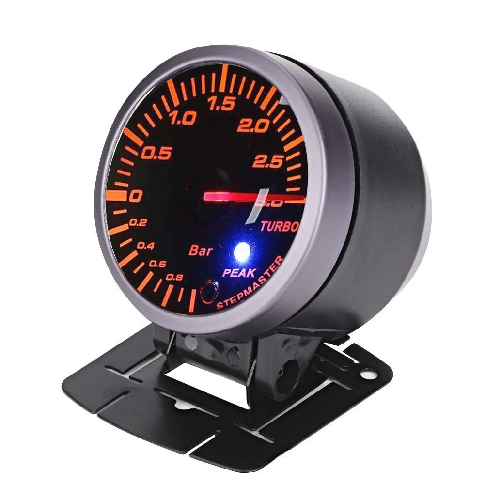 Aramox Manomètre Turbo Boost, 60mm 3.0 Bar LED, 12V DC, Universel pour Véhicules Modifiés, Blanc et Rouge, ABS et Aluminium