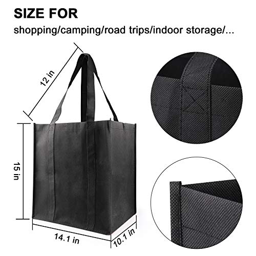 Grocery Bags Reusable Foldable, Durable Heavy Duty Shopping Totes, Washable, Long Handles & Eco Friendly Reusable Shopping Bags (15 Pack)