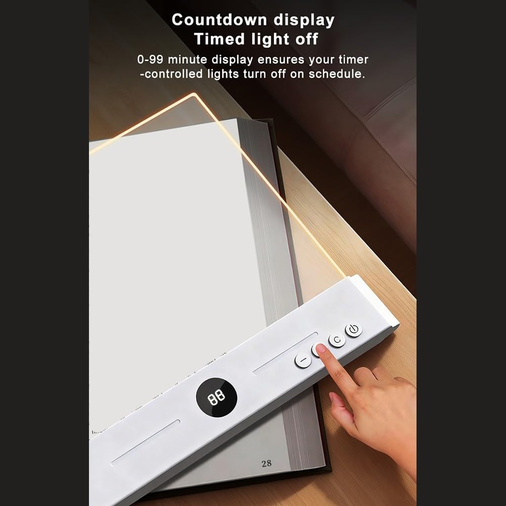 Luz LED de panel plano con batería recargable, 3 temperaturas de luz y función de temporizador para una lectura cómoda (negro)