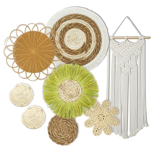 Cestas de pared boho con diseño de estrella que añaden relieve texturizado a salones modernos