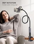 Phone Holder Bed Gooseneck Mount - Lamicall Cell Phone Stand Clamp Clip for Desk, Flexible Lazy Long Arm Headboard Bedside for iPhone 13 14 15 16 17 Pro Max Mini Plus, S24 S25 Ultra, 4-7" Smartphones