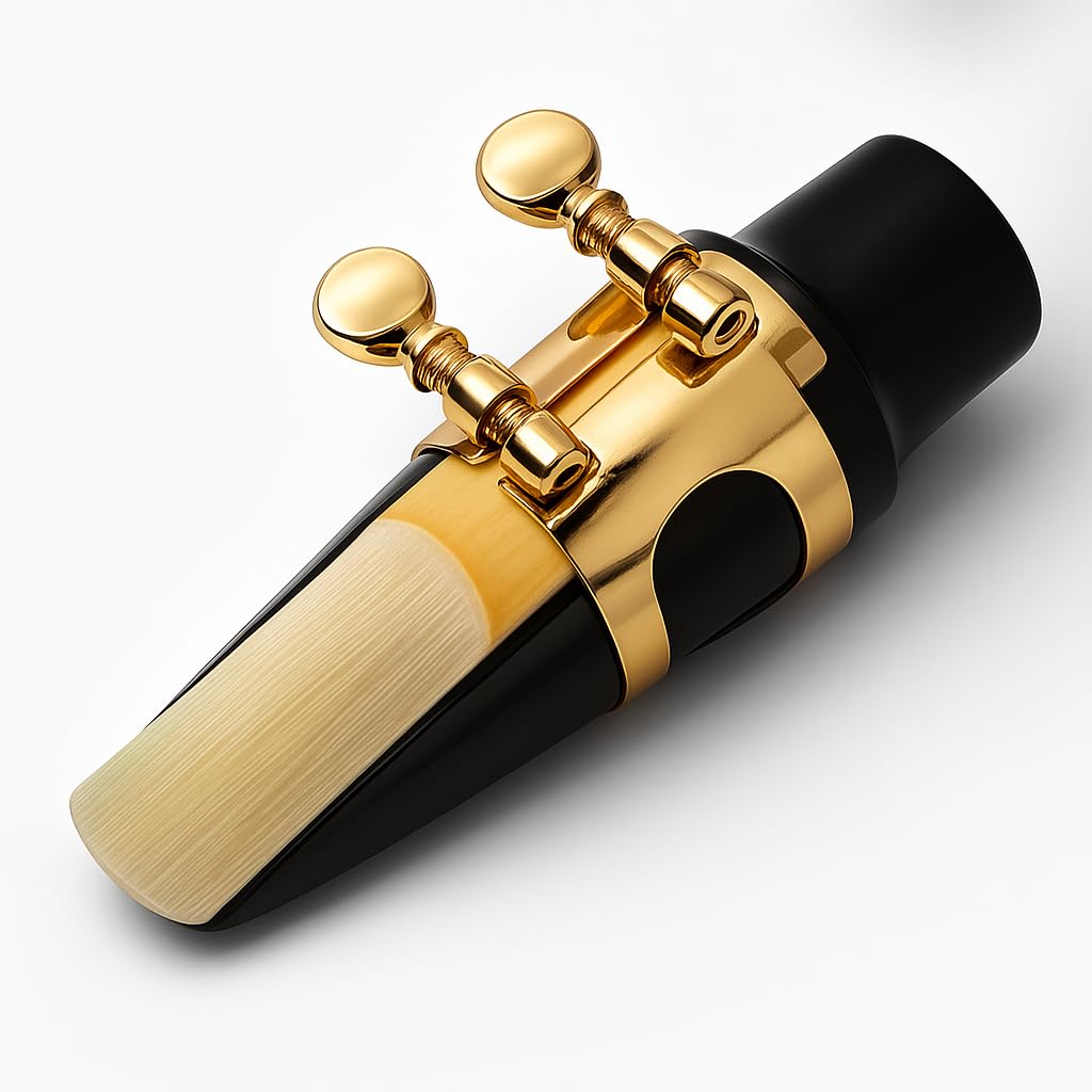 Embouchure de Saxophone Ténor, Embouchure en ABS de Saxophone avec Boucle à Capuchon Reed Pads Instruments de Musique pour Débutants et Intermédiaires