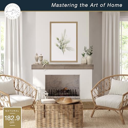 Image of MCS 72-Inch Mantel, Master & Co Antique Natural Finish Solid Wood Floating Fireplace Mantel, Long Floating Shelf for Livingroom with Wood Cleat Hanging System, Photo and Home Decor Display Shelf