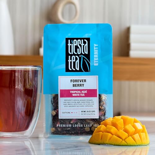 Image of Tiesta Tea - Forever Berry Tea, Loose Leaf, Tropical Acai White Tea, Premium Low Caffeine Tea Blend, Make Hot or Iced & Up to 25 Cups, 2 oz Resealable Pouch