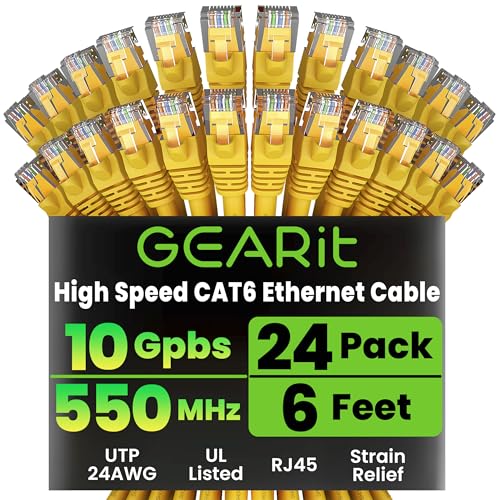 Câble Ethernet Cat6 jaune anti-accroc Gearit pour un réseau LAN fluide et stable
