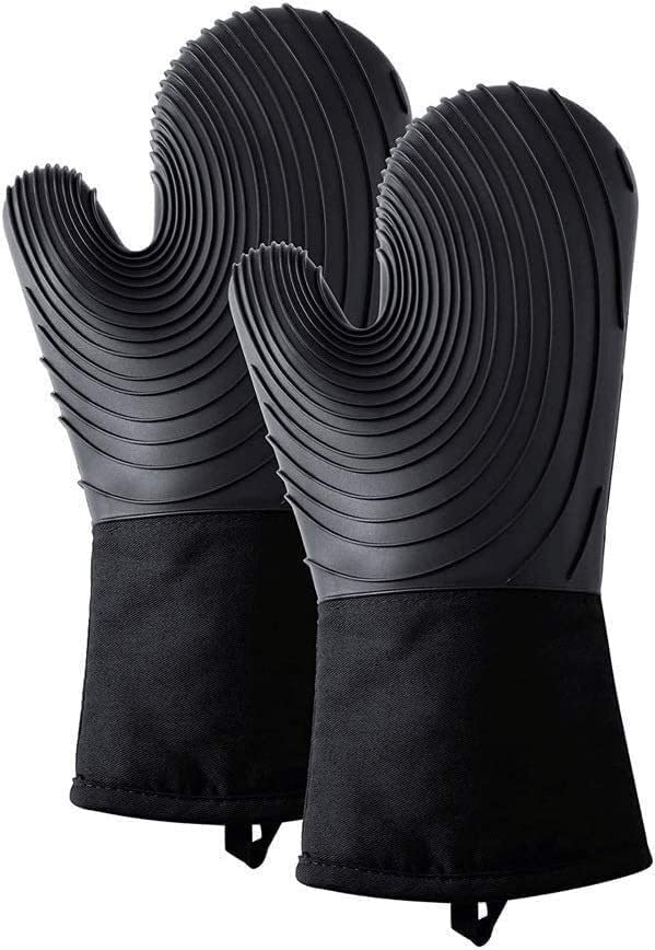 Guanti resistenti al calore, guanti da forno con 1 paio di guanti da forno in silicone extra lunghi e flessibili con guanti da forno, guanti resistenti al calore per la casa