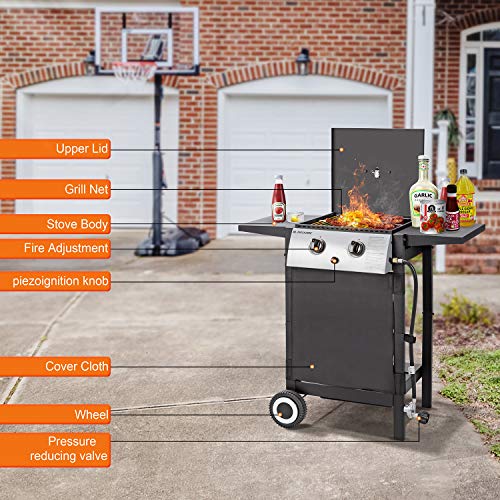 image for MaxKare Propane Gas Grill Outdoor Flat Top Gas Grill Griddle with 2 Bu
