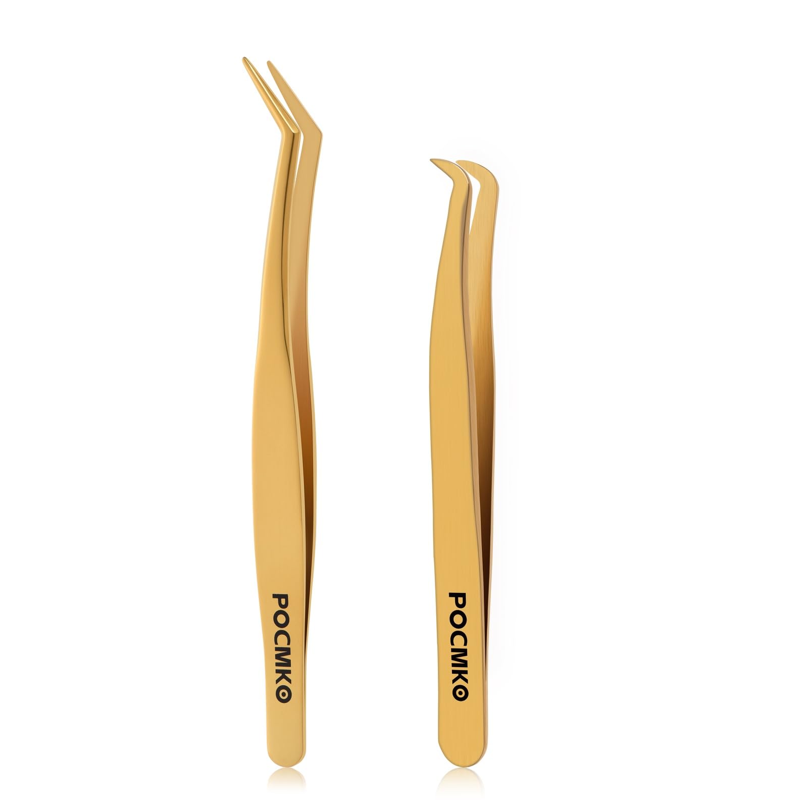 Lash Applicator Tools Set, 2 PCS DIY Eyelash Tweezers, False Eyelash Applicator for Cluster Lashes (Gold)
