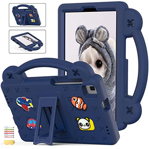 UUCOVERS Kids Case for Samsung Galaxy Tab A 8.0 Inch 2019 Model (SM-T290/T295/T297) and Galaxy Tab A7 Lite 8.7' 2021 (SM-T220/T225/T227) with Handle Hard Kickstand Soft EVA Foam Cover, Navy Blue