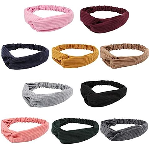 Taomoder 10 Pcs Knot Headbands for Women Boho Headbands Turban Headbands for Women Fashion Hairbands Workout Headbands Sports Hair Band Criss Cross Head Wrap Hair Band Elastic Hair Band for Women Cover