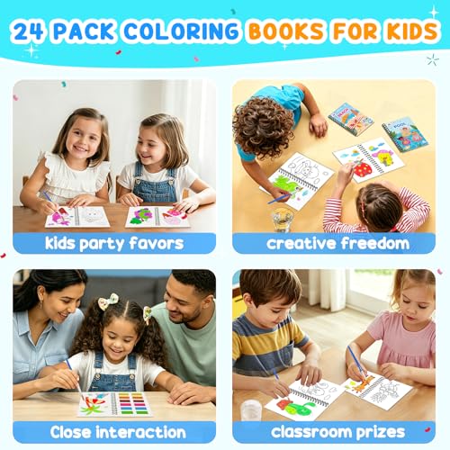 Image of ZMLM 24 Pack Summer Coloring Books - Birthday Party Favors for Kids 4-8