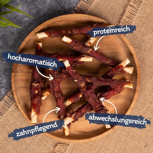 Lyra Pet® 5 kg Kaurollen mit Entenbruststreifen | Kausnack zahnreinigend | Leckerli für Hunde | Proteinreicher Kauartikel | Gut bekömmliches fettarmes Hundefutter | Wiederverschließbar