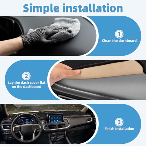 Image of Dash Cover Mat Compatible with Chevrolet Suburban /Tahoe and Fit for GMC Yukon 2021-2024 Dashboard Cover Mat Interior Accessories(Not for GMC Yukon Denali)
