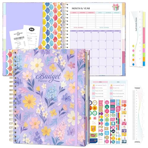Ospelelf Budget Planner Undated, Money Expense Tracker with Pocket &