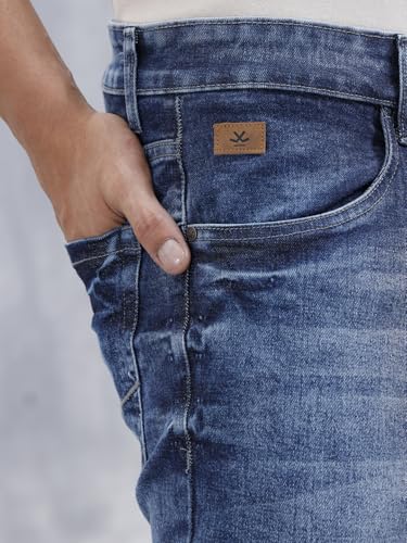 Image of WROGN Men's Cotton Blend Jeans | Solid | Slim Fit