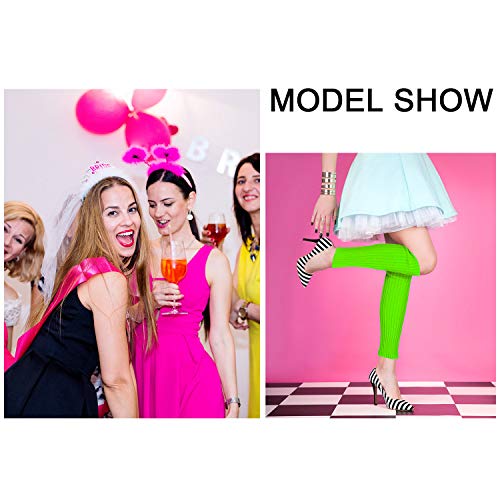 Image of Syhood 80s Women Neon Leg Warmers Knit Ribbed Leg Warmer for Party Accessories