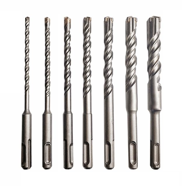 Juego de 7 brocas SDS-Plus 5/6/8/10/12/14/16 mm x 160 mm, brocas de acero 40CR con punta de carburo de tungsteno, juego de brocas de martillo para hormigón, mampostería, piedra – Para martillos perfor