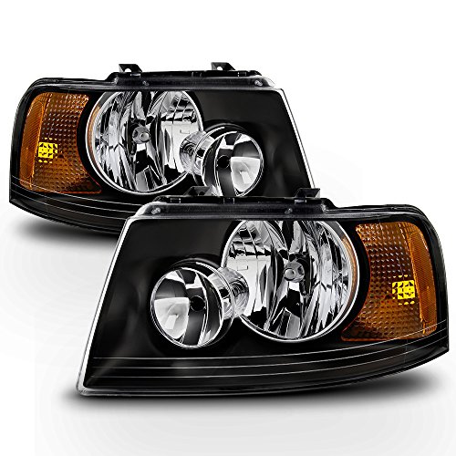 ACANII - For Blk 2003-2006 Ford Expedition Headlights Headlamps Aftermarket 03-06 Driver + Passenger Side